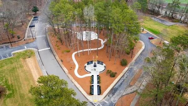 an aerial view of a house