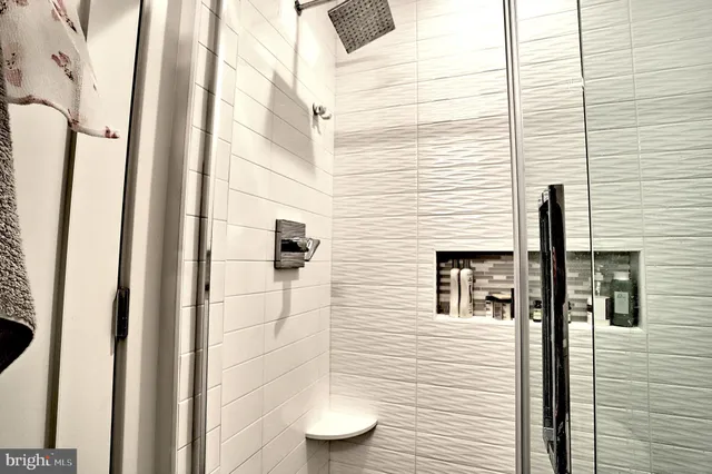 a view of a bathroom with a shower