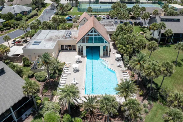 an aerial view of a house