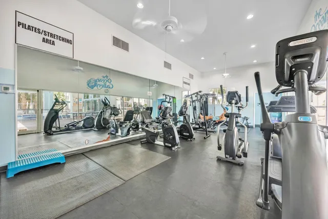 a view of a room with gym equipment