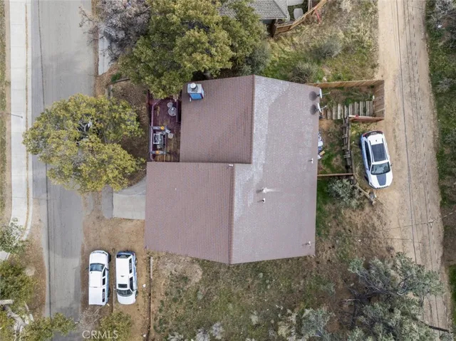 an aerial view of a house
