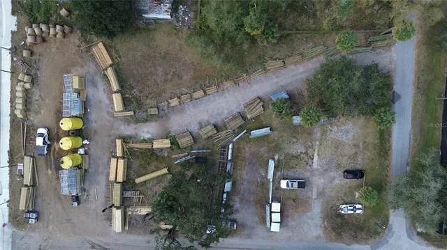 an aerial view of a house
