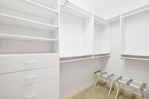 a view of an empty walk in closet