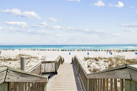 a view of a balcony with an ocean view