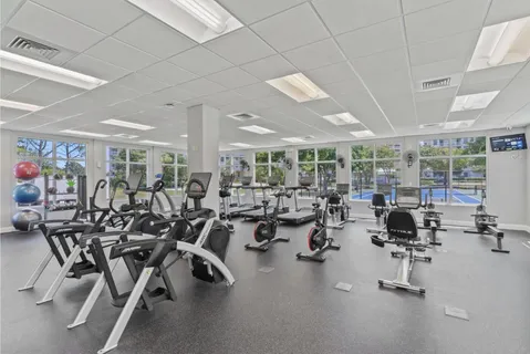 a view of a room with gym equipment
