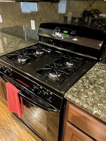 a close up of a stove top oven