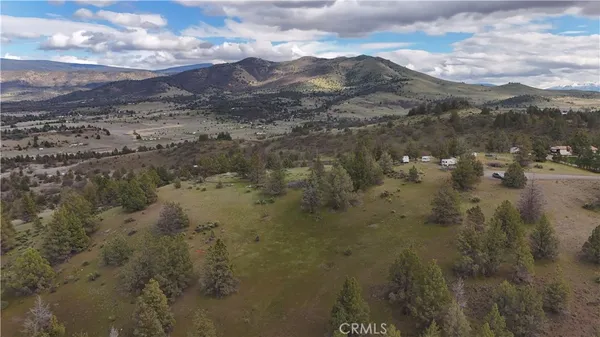 a view of a yard with mountain