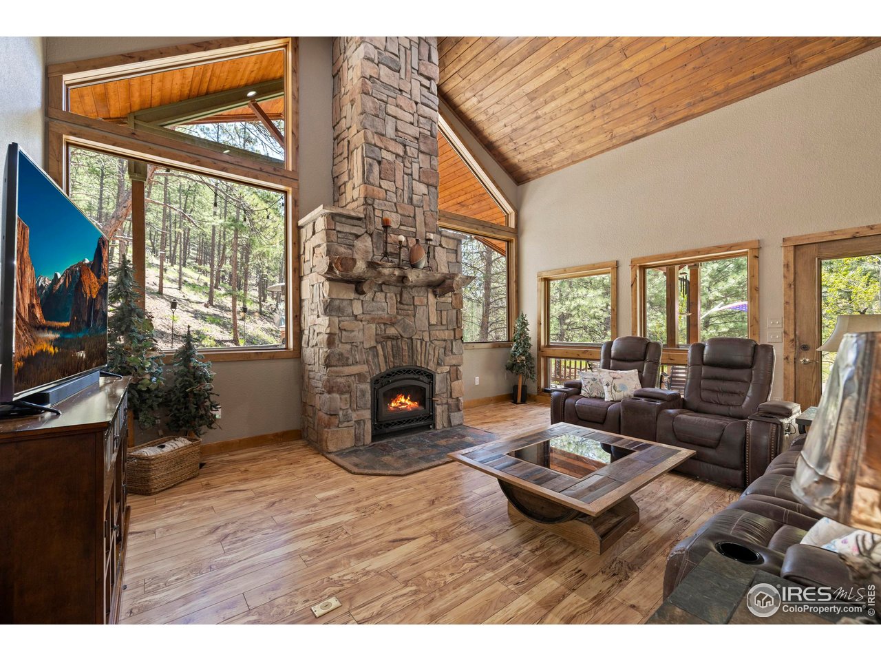 952 Skinner Gulch Road Loveland, CO 80537 - Photo 11 of 43 2-Story Great Room with Tongue and Groove Ceiling