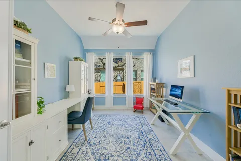 a living room with furniture