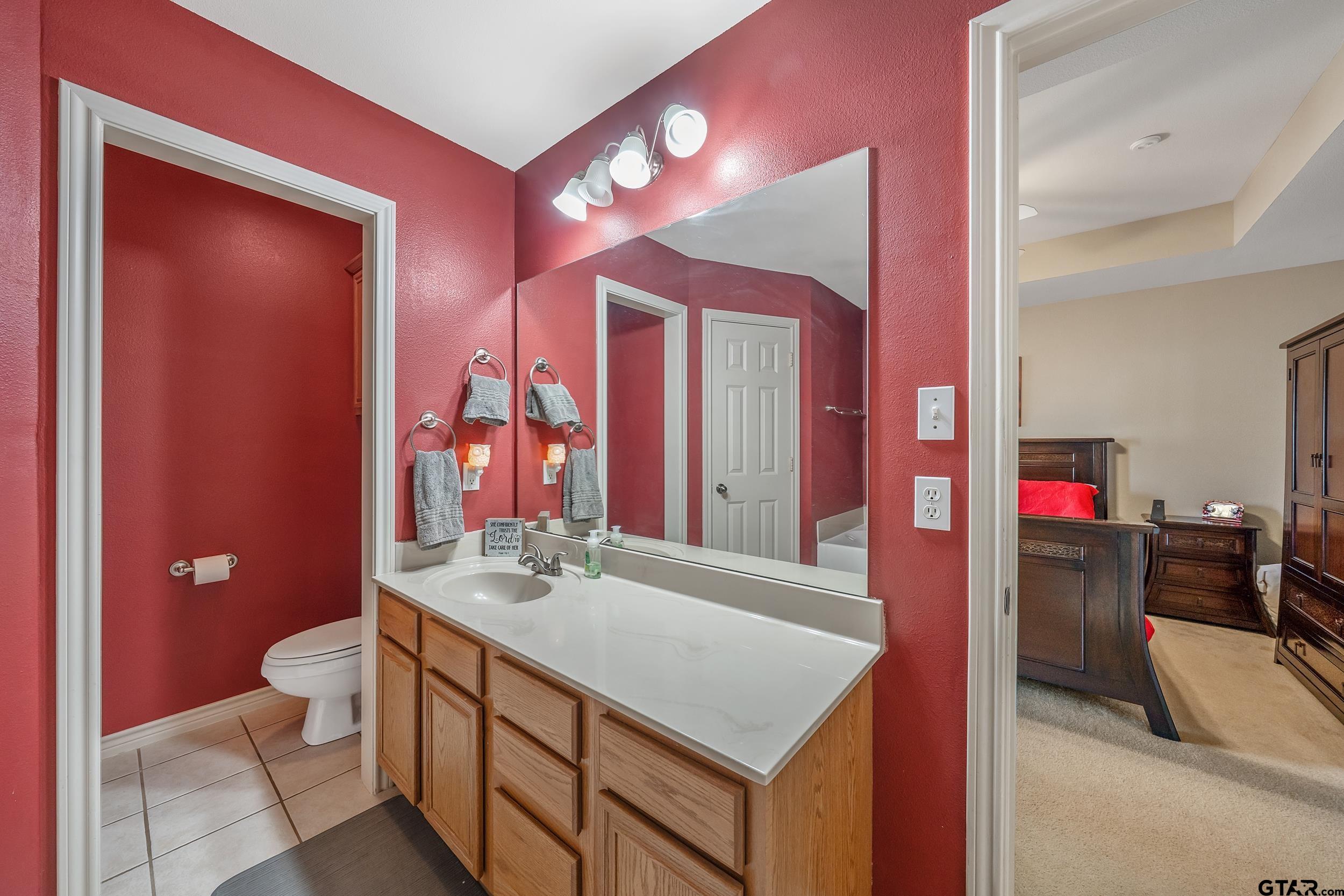 20081 Bluegrass Circle Flint, TX 75762 - Photo 15 of 24 a bathroom with a sink vanity mirror and toilet