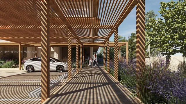 a view of a backyard with sitting area