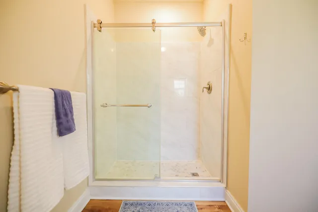 a bathroom with a shower