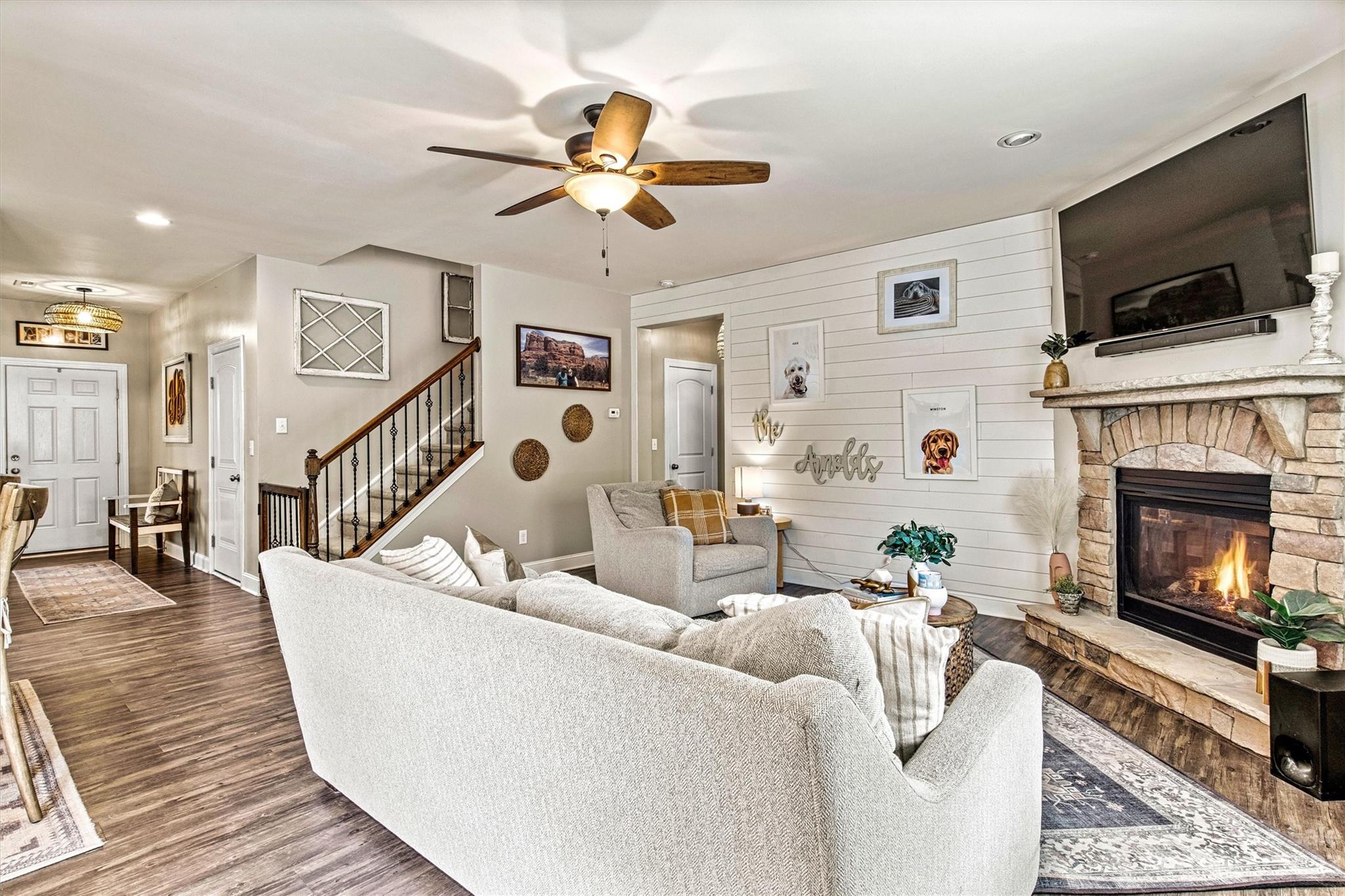 6054 Durango Way Denver, NC 28037 - Photo 5 of 38 a living room with furniture and a fireplace