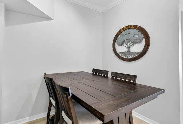 a view of a table and chairs