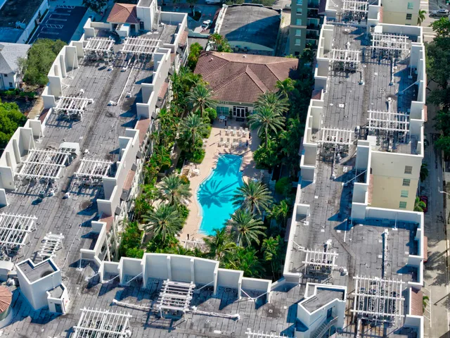 an aerial view of multiple house