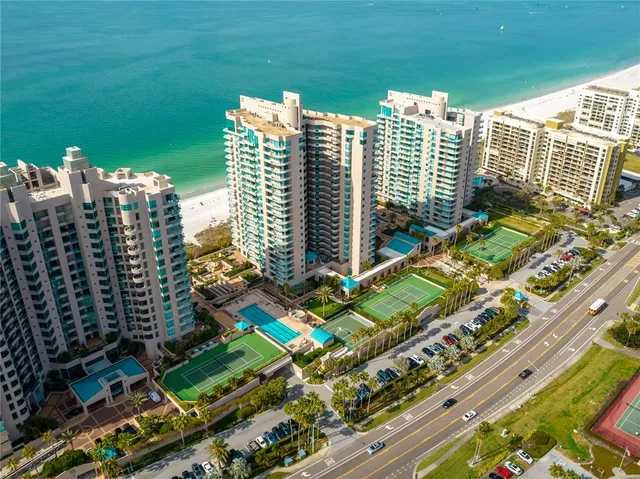 a view of a city with tall buildings
