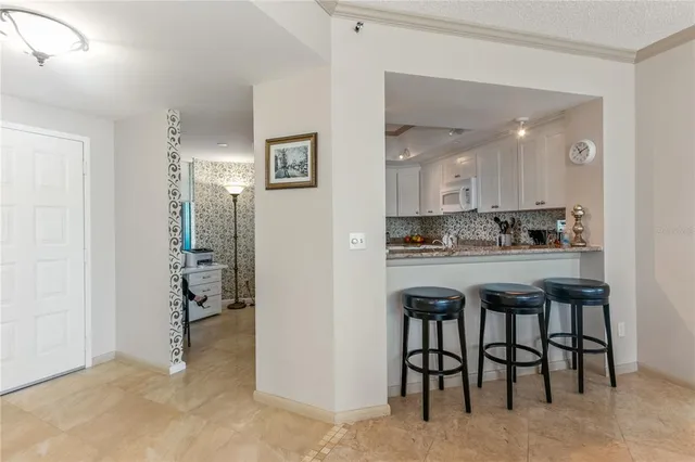 a view of a balcony from door