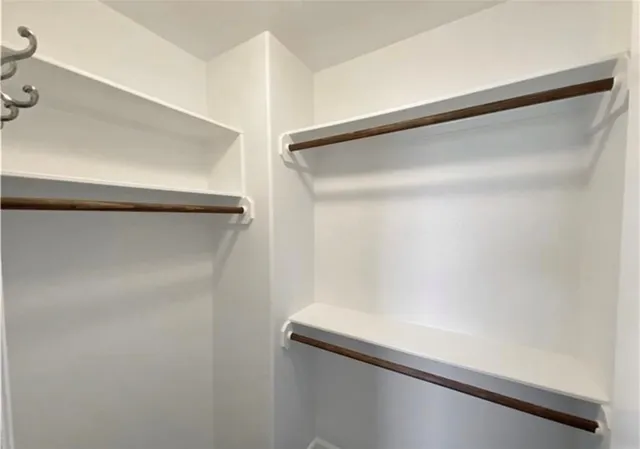 a close up view of closet