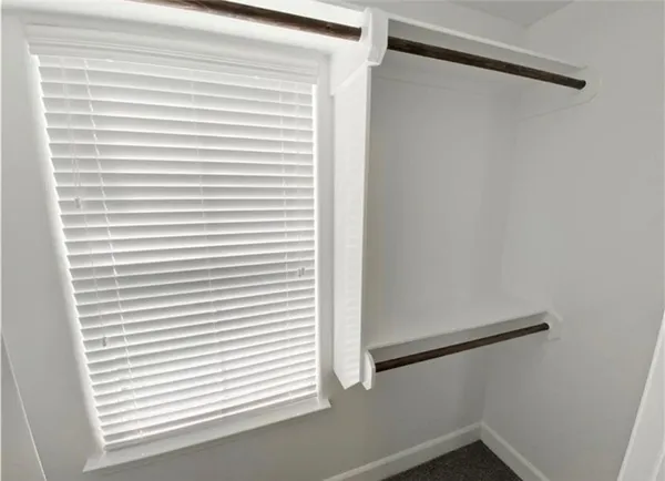 a view of a small space with a window