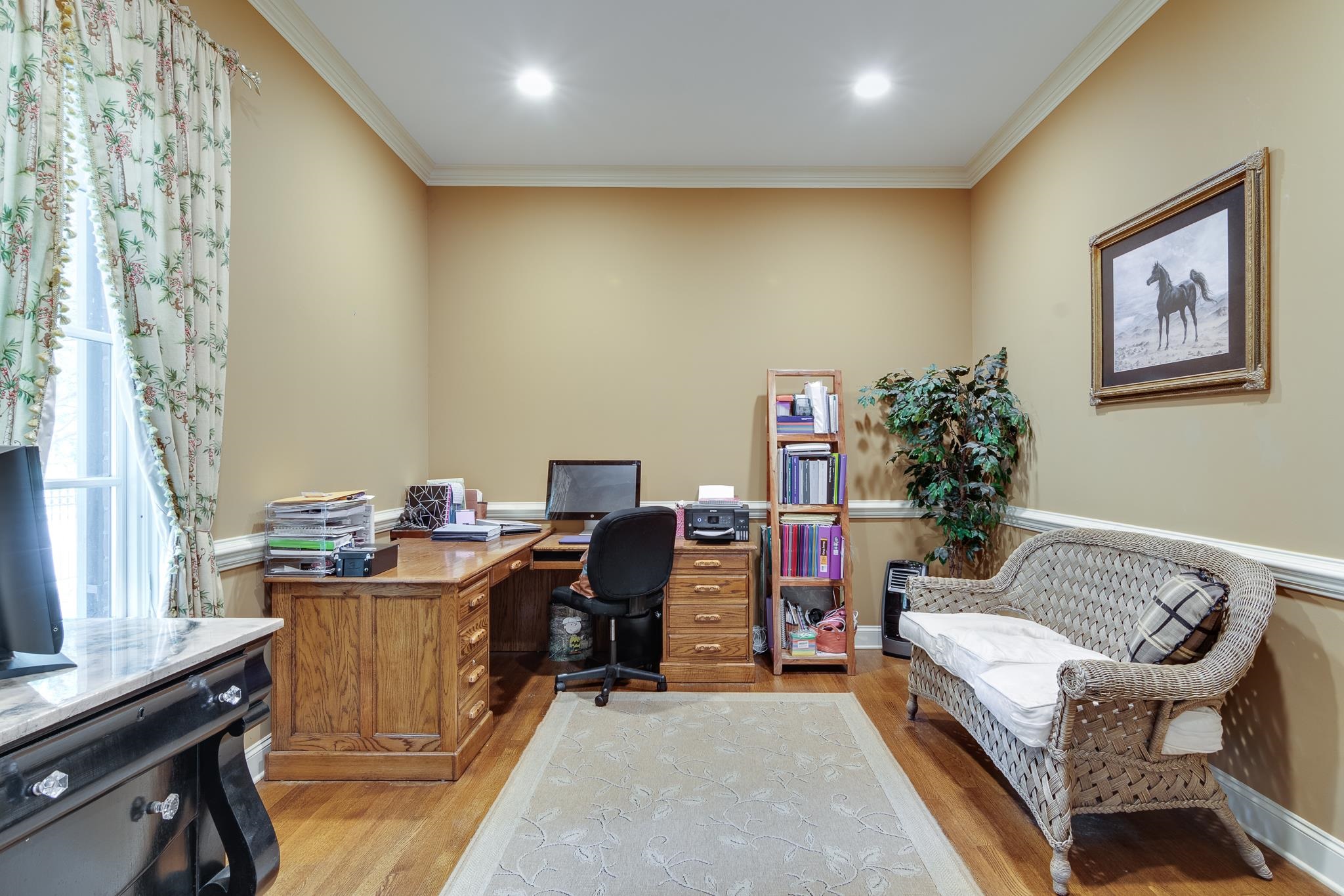 226 North White Station Road Memphis, TN 38117 - Photo 18 of 31 Office with crown molding and light hardwood / wood-style flooring