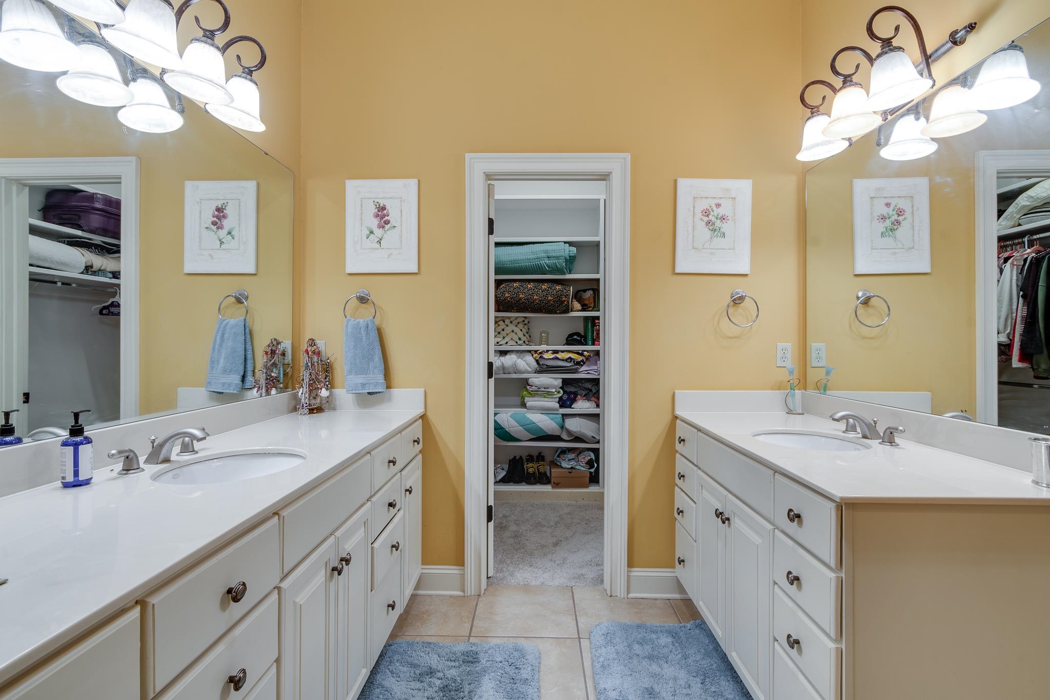 226 North White Station Road Memphis, TN 38117 - Photo 28 of 31 Bathroom with dual sinks, tile flooring, and vanity with extensive cabinet space