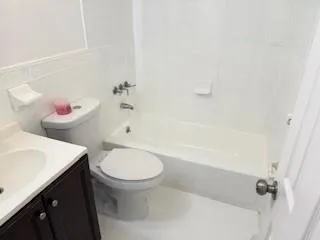 a bathroom with a sink a toilet and a bathtub