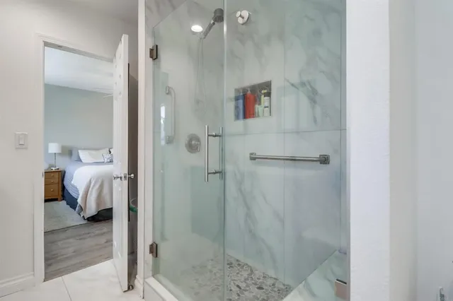 a bathroom with a shower
