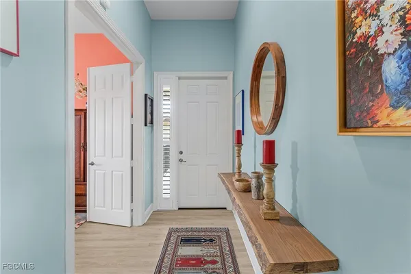 a view of an entryway with sitting area