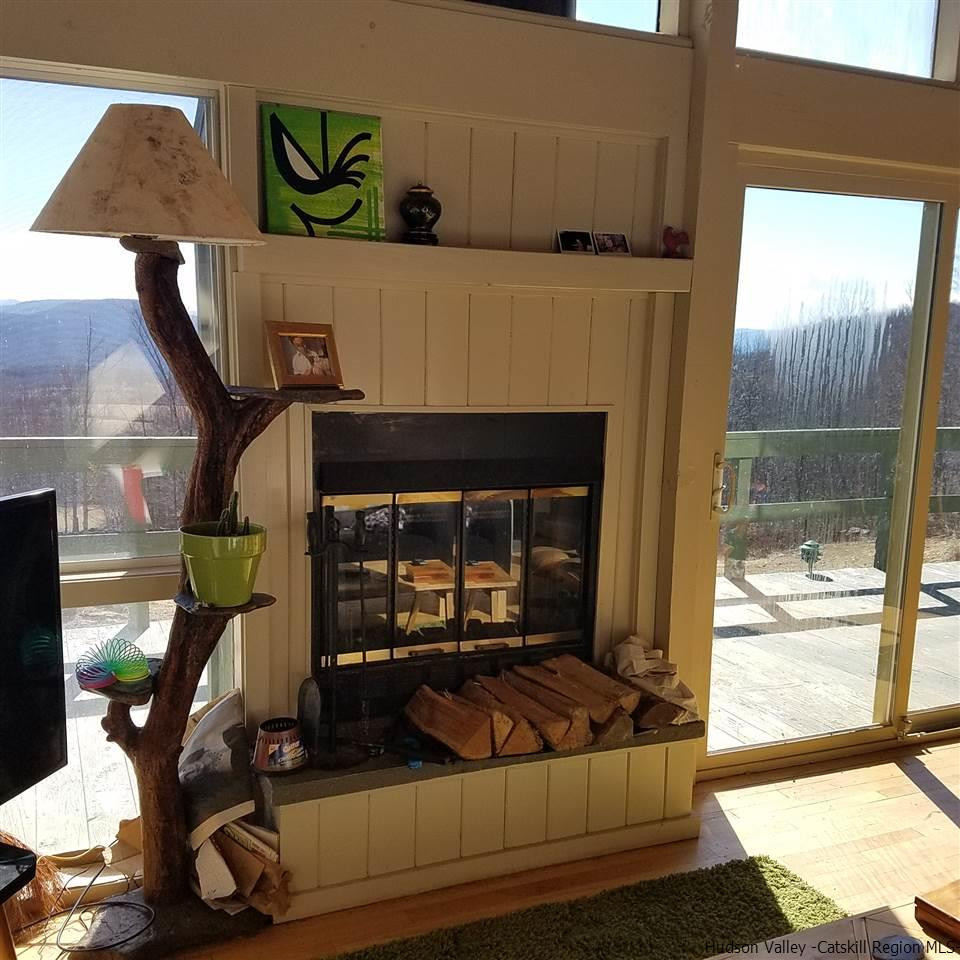 178 Upper Highland Circle Roxbury, NY 12421 - Photo 4 of 35 a living room with furniture a flat screen tv and a fireplace