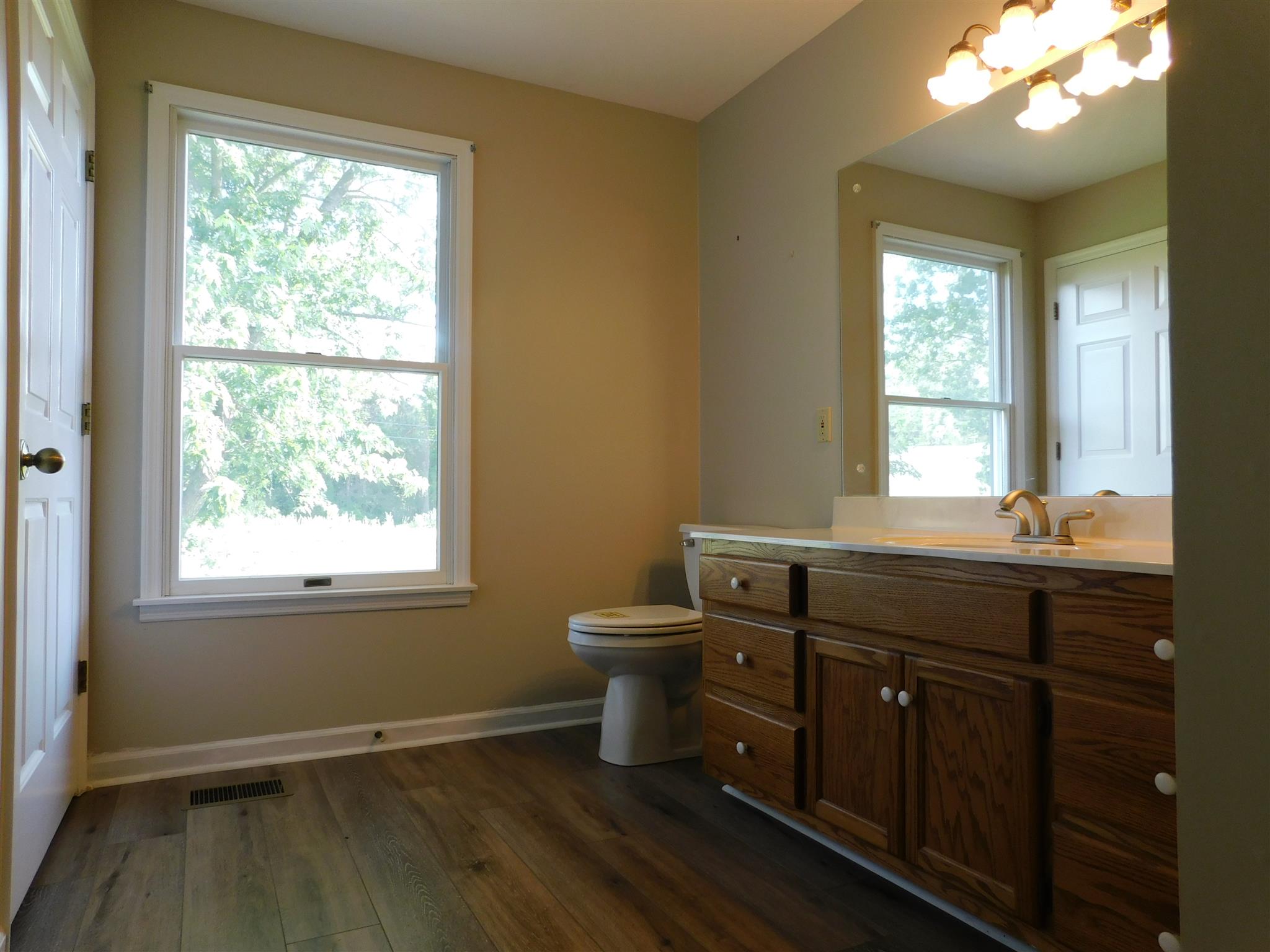 2470 Ben Green Road Lebanon, TN 37090 - Photo 19 of 24 a bathroom with a double vanity sink a toilet and a window
