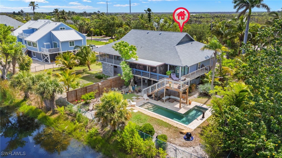 an aerial view of a house