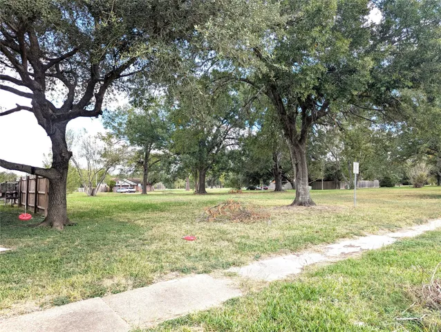 a view of outdoor space with trees all around