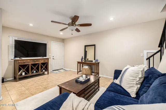 a living room with furniture