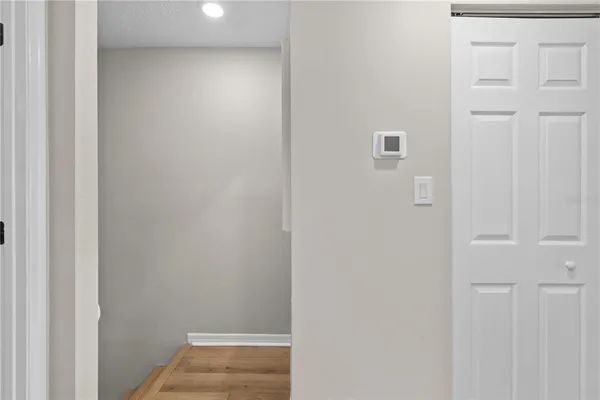 a view of a bedroom from hallway