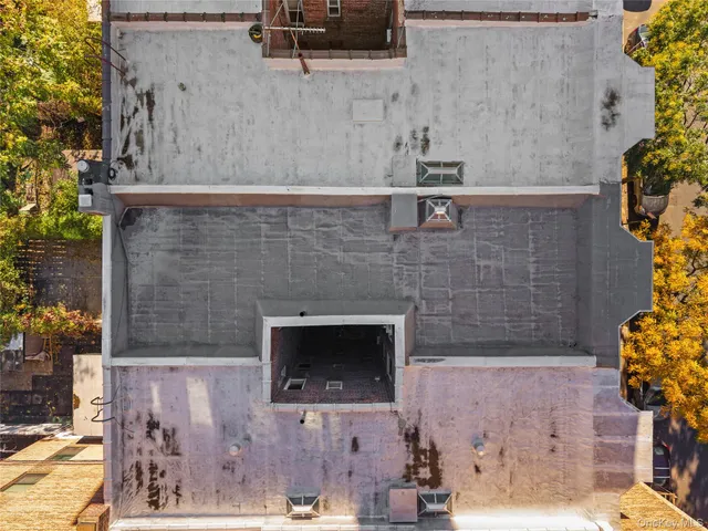 an aerial view of a fireplace