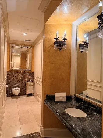 a bathroom with a sink double vanity
