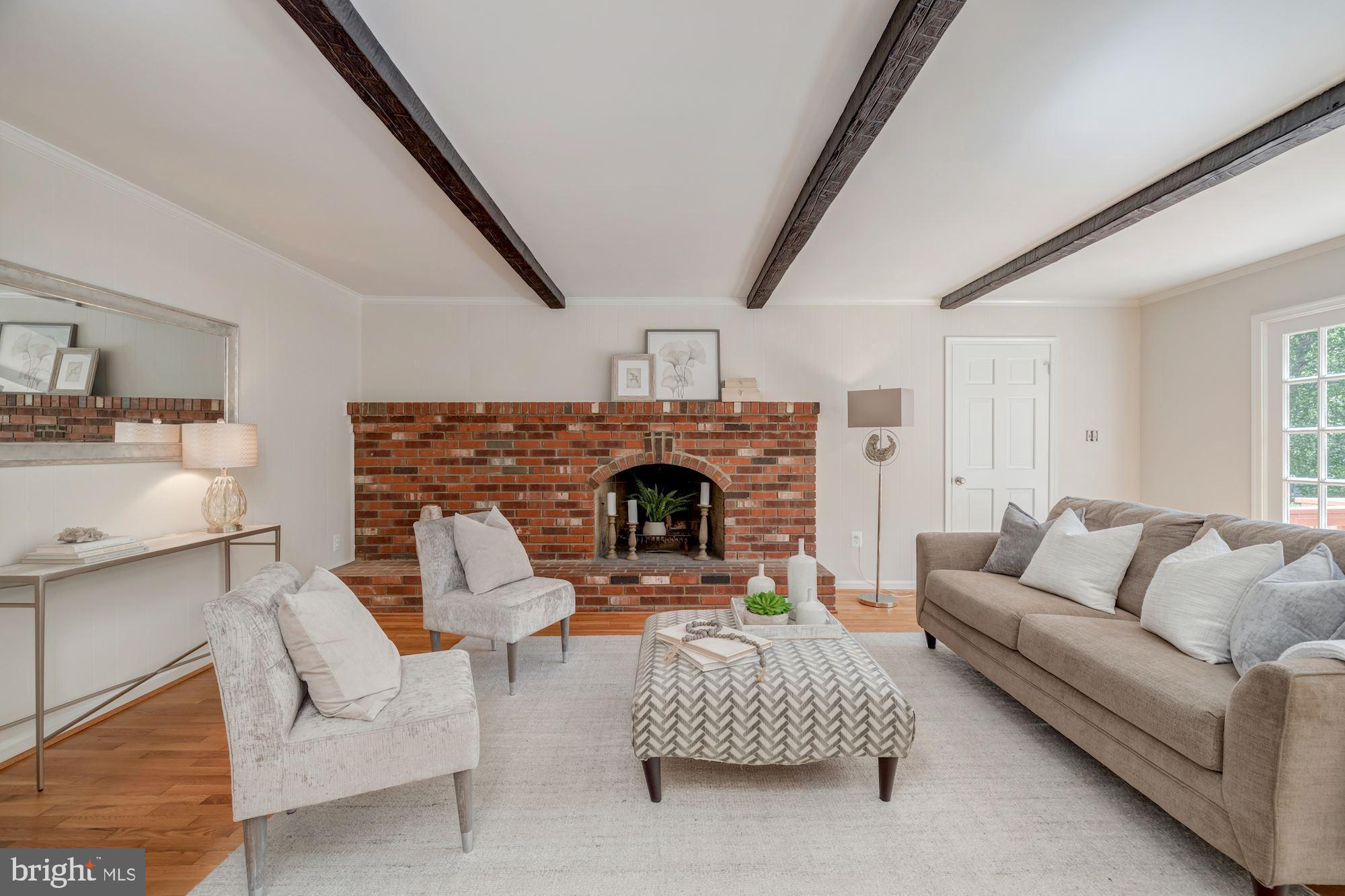 1212 Winter Hunt Road McLean, VA 22102 - Photo 15 of 52 Family Room w/ fireplace & beamed ceiling