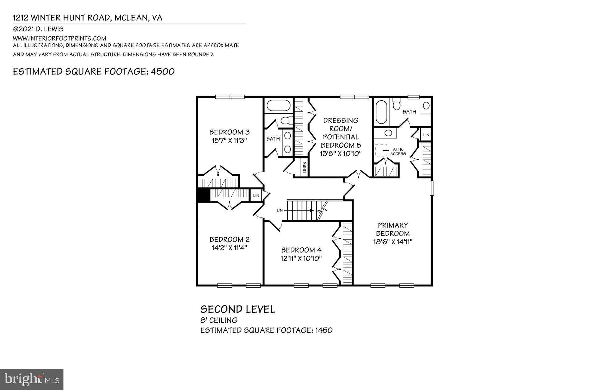 1212 Winter Hunt Road McLean, VA 22102 - Photo 51 of 52 Second Level Floor Plan