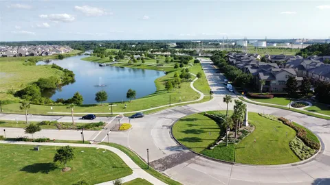 a view of a golf course with a garden