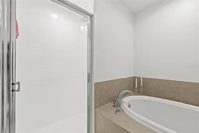 a bathroom with a bathtub