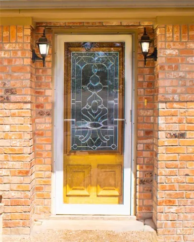 a window with a wooden door
