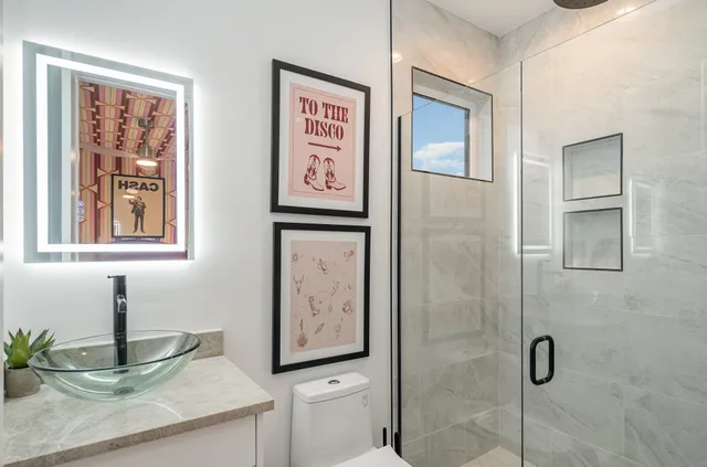 a bathroom with a shower