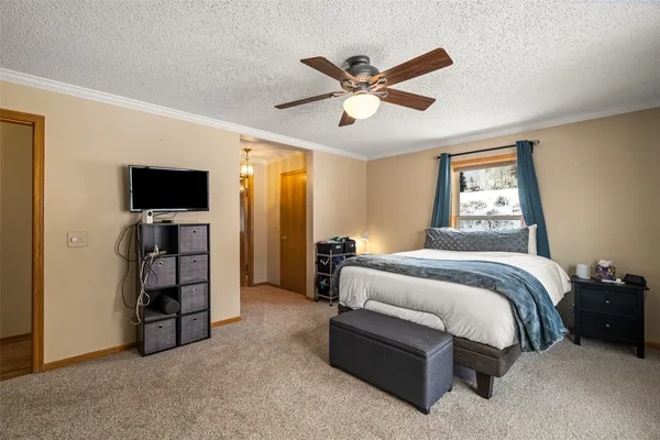 a bed room with a bed and a television