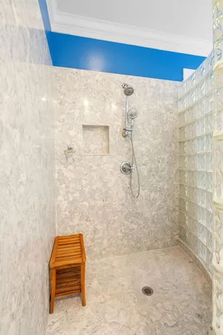 a bathroom with a shower