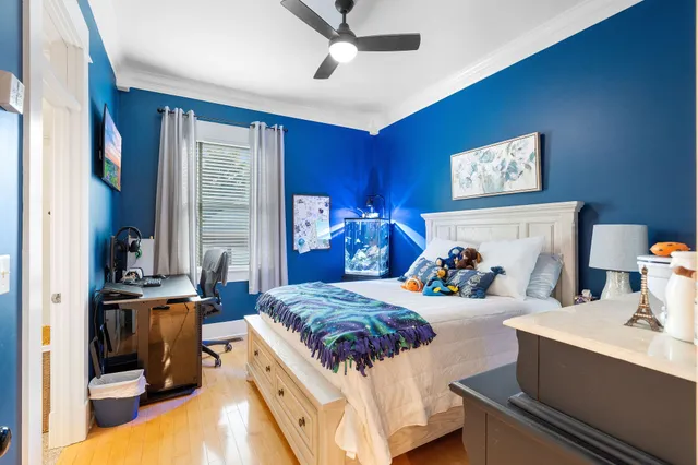 a bed room with a bed and a couch