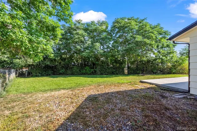 a view of a yard with a house