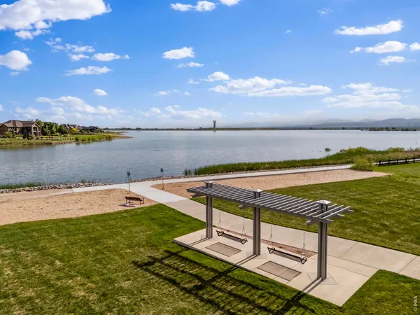 a view of a lake with outdoor space