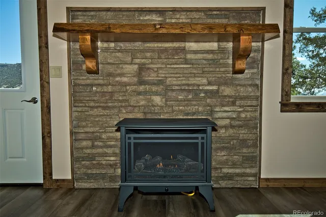 a room with fireplace