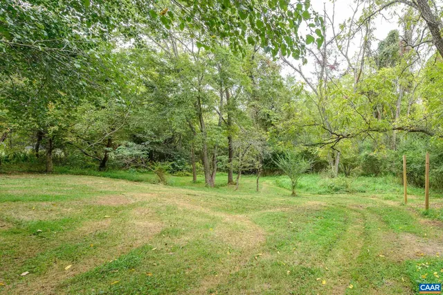 a view of grassy field with trees