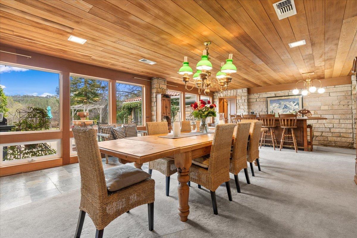 6525 Curtola Ranch Road Auburn, CA 95602 - Photo 6 of 49 Dining room with amazing views and beautiful antique bar